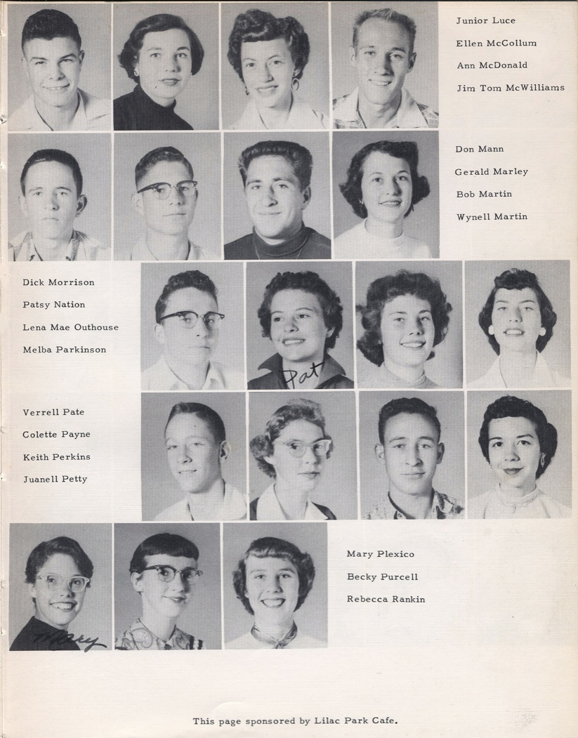 portales high school portales new mexico nm 1955 high school juniors junior luce ellen mcCollum ann mcdonald jim tom mcwilliams don mann gerald marley bob martin wynell martin dick morrison patsy nation lena mae outhouse melba parkinson verrell pate golette payne keith perkins juanell petty mary plexico becky purcell rebecca rankin  this page sponsored by lilac park cafe