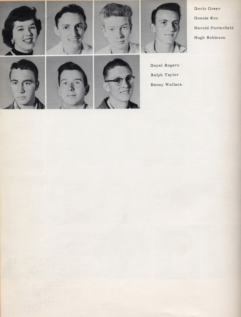 doris greer donnie kos harold porterfield hugh robinson doyal rogers ralph taylor benny wallace portales high school juniors 1955 