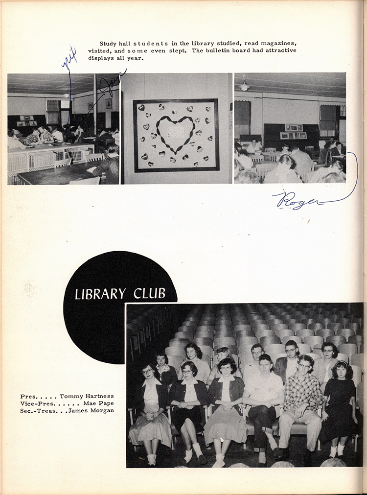 <library club president tommy hartness vice president Mae Pape Sec-Treas James Morgan>